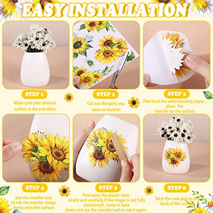Frienda 24 Sheets Rub on Transfers for Crafts, Sunflower - style: Sunflower