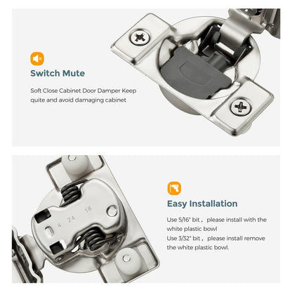 HOME EDIT 5 Pair 1-3/8 Inch Overlay Soft Close Cabinet Hinges Door Hinges - size: 1-3/8 inch Overlay