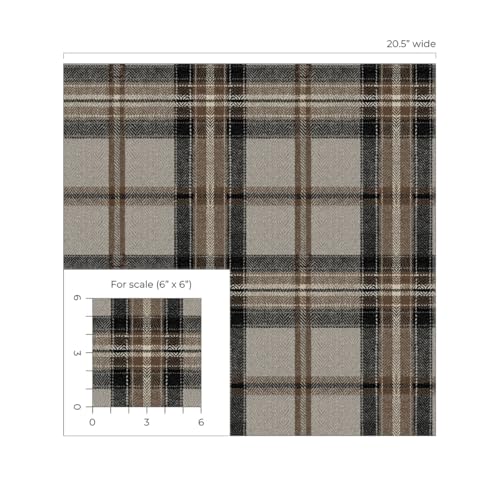 NextWall Harry & Grace Herringbone Plaid Premium Matte Non-Woven Peel and Stick Wallpaper (Cliffside) - color: Cliffside