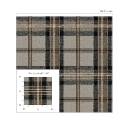 NextWall Harry & Grace Herringbone Plaid Premium Matte Non-Woven Peel and Stick Wallpaper (Cliffside) - color: Cliffside
