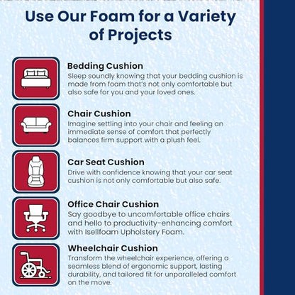 RaceCityFoam High Density Upholstery Foam (Ultra Firm) 50 ILD - 6"x24"x80" - size: 6"T x 24"W x 80"L