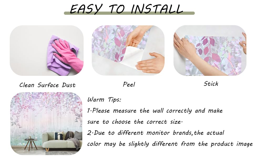 Jdayda Hazy Pink Leaves and Greenery Peel and Stick Wallpaper - color: MURAL-310, size: 129" x 96"