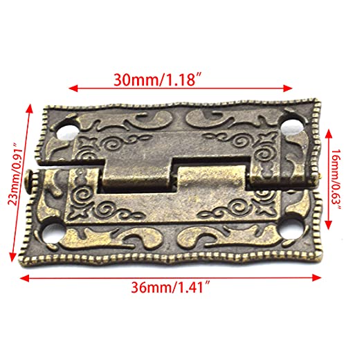 Antique Bronze Decorative Hinges Pattern Carved Design - color: 36 x 23 mm