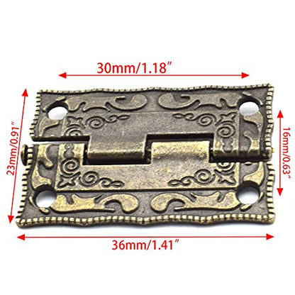 Antique Bronze Decorative Hinges Pattern Carved Design - color: 36 x 23 mm