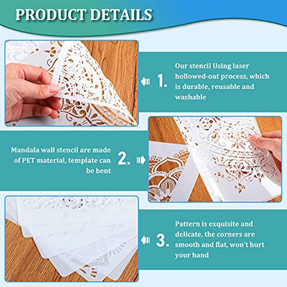 Outus 12 Pcs Mandala Stencils for Painting