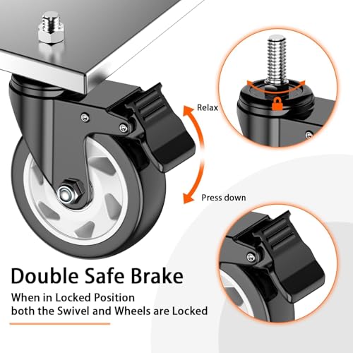 3 Inch Caster Wheels 1/2" Threaded Stem Casters Set of 4 Heavy Duty - color: Black+White-1/2"-13x1", size: 3 Inch