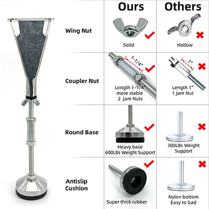 6 Pack Adjustable Height Center Support Leg for Bed Frame - color: 6pcs(7.2-14.8inch)-heavy Duty Metal