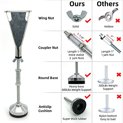 4 Pack Adjustable Height Center Support Leg for Bed Frame - color: 4pcs(7.2-14.8inch)-heavy Duty Metal