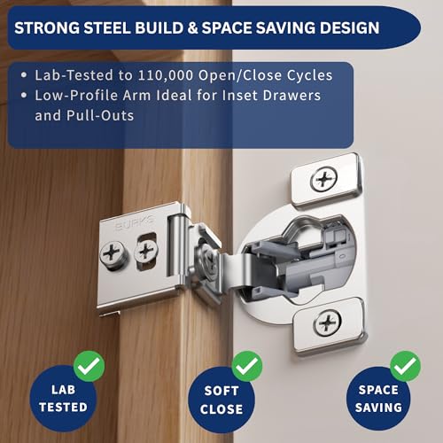 Burks 4 Pack 1-1/4" Overlay Soft Close Face Frame Cabinet Hinges - size: 1 1/4'' Overlay