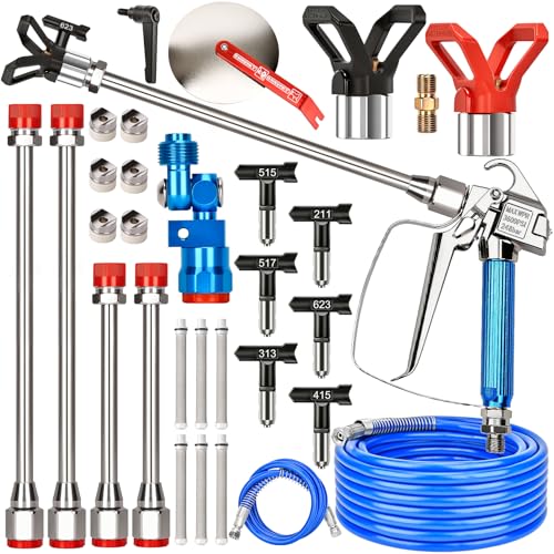 25PCS 3600PSI Airless Paint Sprayer Gun kit with 50Ft High Pressure Hose