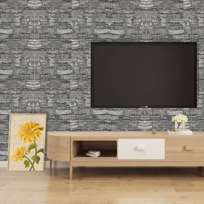 Faux Brick Wall Panels, 40 PCS, Grey - color: Black Rock, size: 40PCS