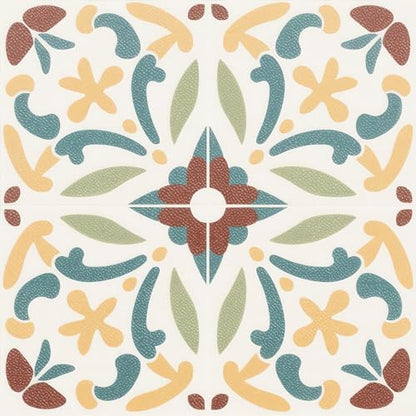 HOMETITUTE Floral Medallion Pattern 12x12 Inch Peel Stick Vinyl Tile - color: Multicolor With Earthy Tones