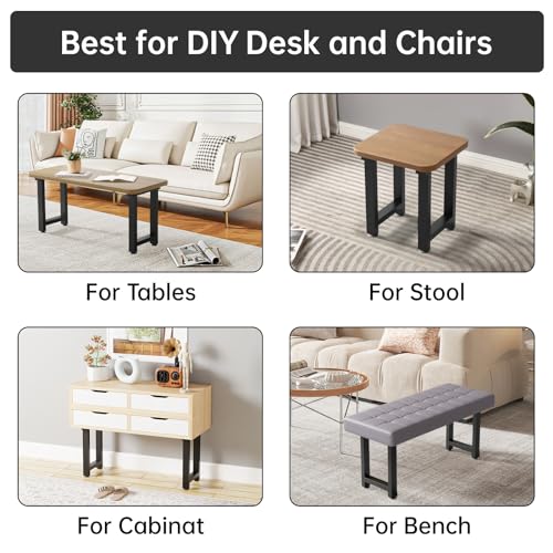 TOCRETOARE Metal Table Legs Heavy Duty, 16”H x 12”W, Metal Furniture Legs for Dining Desk Bench and Coffee Table, Industrial Black DIY Iron Bench Legs, Set of 2 - color: Rectangle, size: 16"Hx12"W