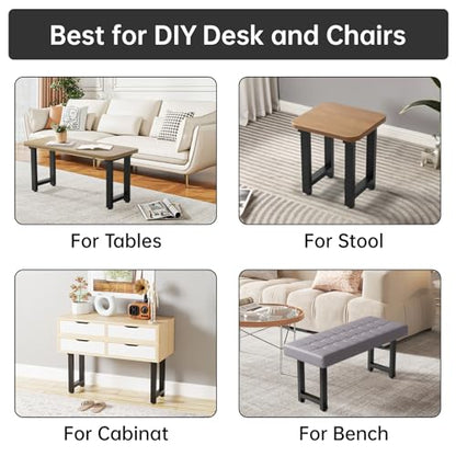 TOCRETOARE Metal Table Legs Heavy Duty, 16”H x 12”W, Metal Furniture Legs for Dining Desk Bench and Coffee Table, Industrial Black DIY Iron Bench Legs, Set of 2 - color: Rectangle, size: 16"Hx12"W