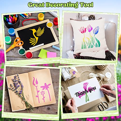 Marspark 72 Pcs Small Flowering Plants Stencils for Crafts Reusable, 3 Inch