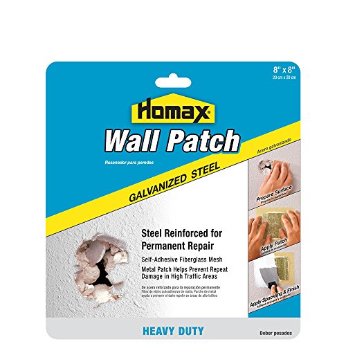 Homax Wall Patch, Galvanized Steel, 8"x8", Heavy Duty Patch, Repairing Drywall Holes - size: 8x8 in., style: Heavy Duty Steel