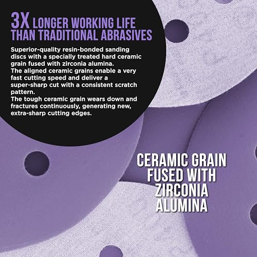 Dura-Gold 2000 Grit 5" Purple Film Ceramic Sanding Discs, Box of 50, 8-Hole - style: 2000 Grit