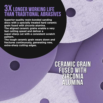 Dura-Gold 2000 Grit 5" Purple Film Ceramic Sanding Discs, Box of 50, 8-Hole - style: 2000 Grit