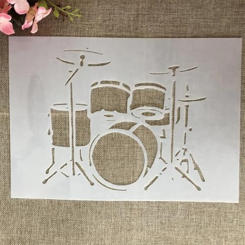 TIAMECH A4 Reusable Musical Instrument Band Drum Stencil for Painting - style: Band Drum