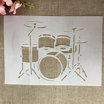TIAMECH A4 Reusable Musical Instrument Band Drum Stencil for Painting - style: Band Drum