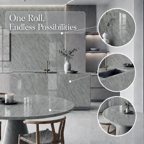 Very Berry Sticker Marble Contact Paper (Deep Gray, 24" x 118", 1 Pack) - color: Deep Gray, size: 24" x 118"