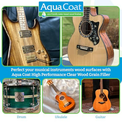 Aqua Coat New and Improved High Performance Eco-Friendly Water-Based Clear Wood Grain Filler Gel, Easily Sandable, Stainable, Paintable, Water Cleanup, Low Odor, Low VOC, Fast Drying, 16 oz - size: Pint