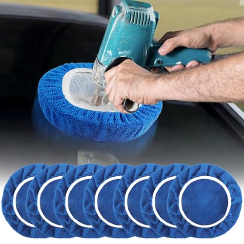 20 Pcs Polishing Bonnet Pads Buffer Bonnet Waxers Bonnet,Blue