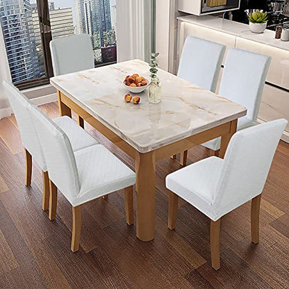 Genina Waterproof Chair Covers for Dining Room Dining Chair Covers Kitchen Parsons Chair Covers (White, 4 PCS) - color: White, size: 4 PCS