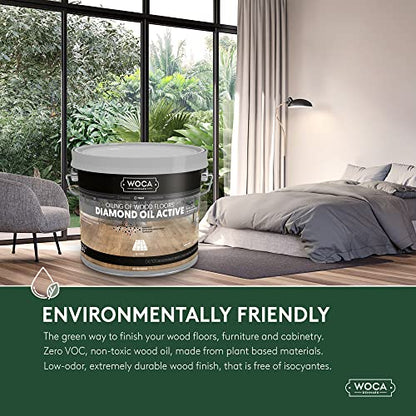 WOCA Denmark Diamond Oil Active (Smoke Brown, 2.5L) – Extremely Durable, Plant-Based Wood Finish | Low VOC, Isocyanate-Free, Liquid-Resistant | Safe for All Wood Species, Including Exotic Woods - color: Smoke Brown, size: 2.5L