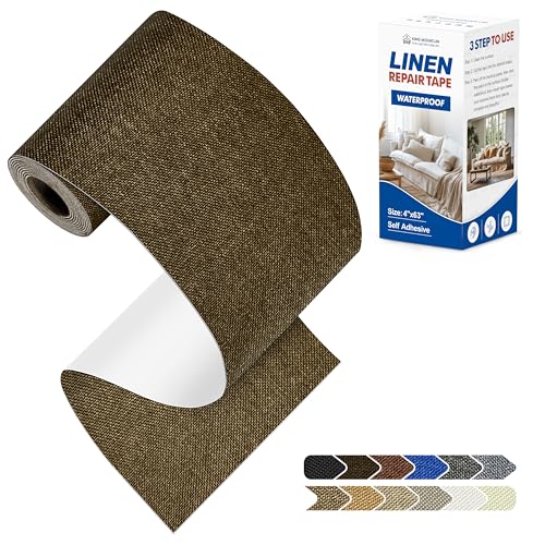 KING MOUNTAIN Linen Repair Patches, Self-Adhesive Fabric Patches, 4 X 63 inch Extra Size, Multi Color, Can be Used for Sofa Repair (Dark Brown2.0) - color: Dark Brown2.0, size: 4" Wx 63"L