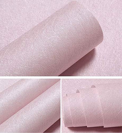 MelunMer Pink Silk Wallpaper Peel and Stick Removable Textured 15.7"x393" - color: Pink, size: 15.7" x 393"