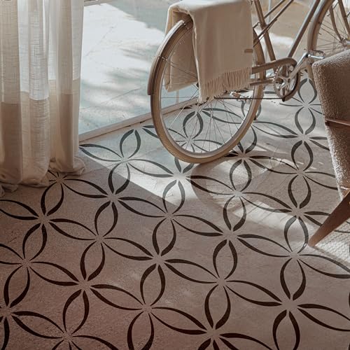 2 Pcs 12" x 12" Tile Stencil Painting Stencil for Walls and Floors - Reusable - Stencils for Painting - Stencil for Home Decor (Lotus Quatrefoil) - style: Lotus Quatrefoil