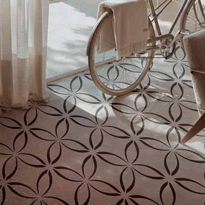 2 Pcs 12" x 12" Tile Stencil Painting Stencil for Walls and Floors - Reusable - Stencils for Painting - Stencil for Home Decor (Lotus Quatrefoil) - style: Lotus Quatrefoil