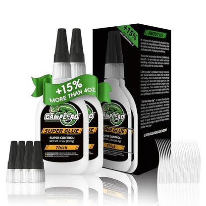 Thick Super CA Glue Kit 4.6 oz for Wood Metal Plastic Shoe Ceramic Leather - size: 4 oz., style: THICK VISCOSITY