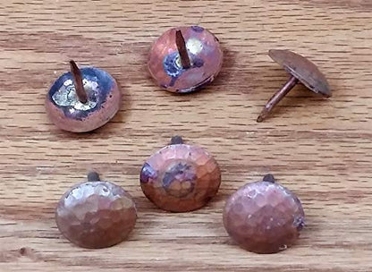 One Inch, Round Hammered Clavos, Solid Copper, Decorative Door Nails, 6 Pack - size: 1 Inch