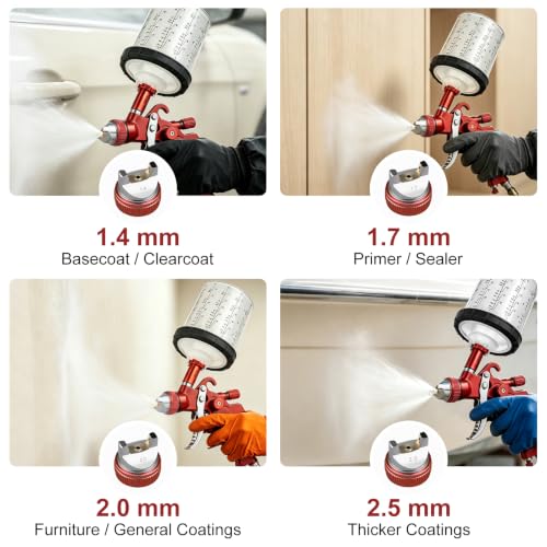 HVLP Spray Gun, Automotive Paint Guns w/ 4 Nozzles, 10x 22oz Cups