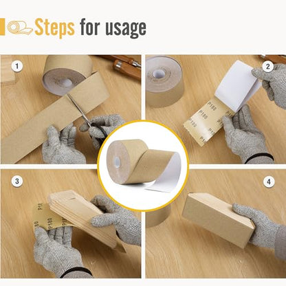 150 Grit Sandpaper Roll 20 Yard Long Continuous Roll,2-3/4” Wide Adhesive Backed Sandpaper Roll Sanding Sheets for Automotive,Woodworking,Hand Sanding Blocks - style: 150Grit
