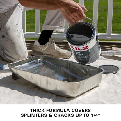 KILZ Over Armor Smooth Solid Coating Resurfacer, Gun Metal Gray, 1 Gallon - color: Gun Metal Gray, style: Smooth