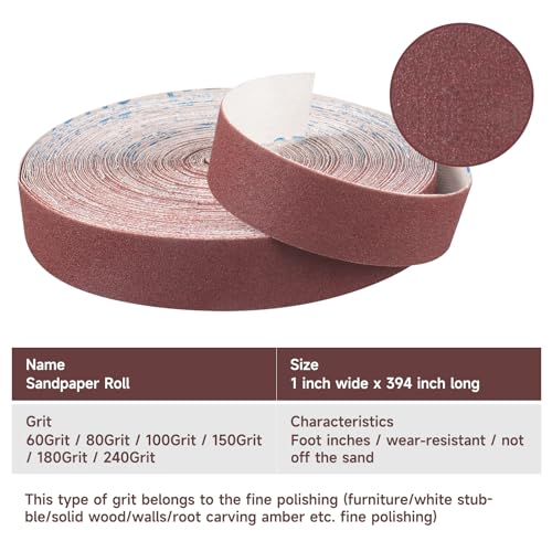 Emery Cloth Roll 400 Grit, 1 Inch x 82 Feet Heavy Duty Sandpaper - size: 25 meters, style: 400 Grit