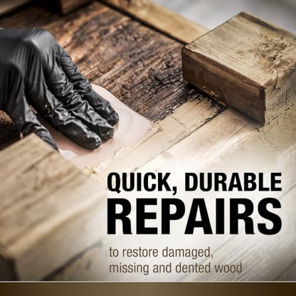Bondo Wood Filler 12 oz with Hardener 0.5 oz, Repairs Chips and Cracks in Wood, Sandable, Paintable, and Stainable (WF-PT-ES) - size: 1 Filler 12 oz, 1 Hardener 0.5 oz