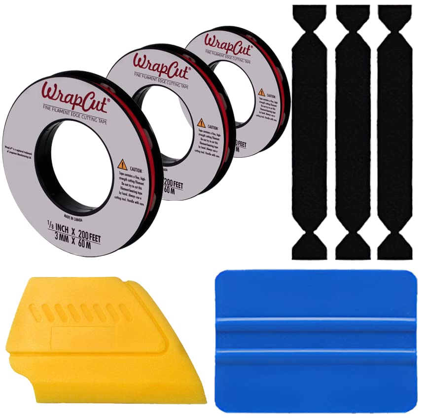 VViViD Wrap Cut Vinyl Wrap Edge Cutting Detailer Tape 200ft Including 3M Vinyl Wrap Toolkit (3 Rolls w/Toolkit (Squeegee, Detailer, 3 Felts)) - size: 3 Rolls