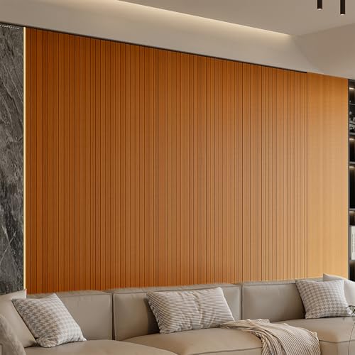YU LI 3DH Peel and Stick PVC Slat Wall Panel 236"x15.75" Self-Adhesive Thick Faux Walnut Wood Grain Wallpaper Panel 3D Soundproof Wall Panels for Walls & Ceilings - color: Walnut, size: 15.8" x 236"