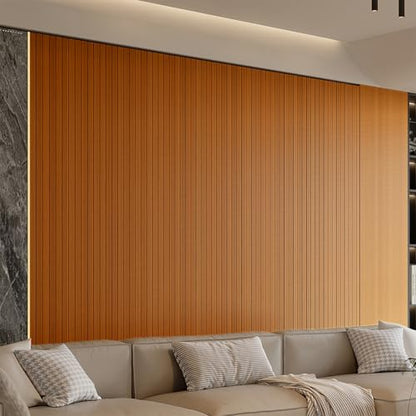 YU LI 3DH Peel and Stick PVC Slat Wall Panel 236"x15.75" Self-Adhesive Thick Faux Walnut Wood Grain Wallpaper Panel 3D Soundproof Wall Panels for Walls & Ceilings - color: Walnut, size: 15.8" x 236"