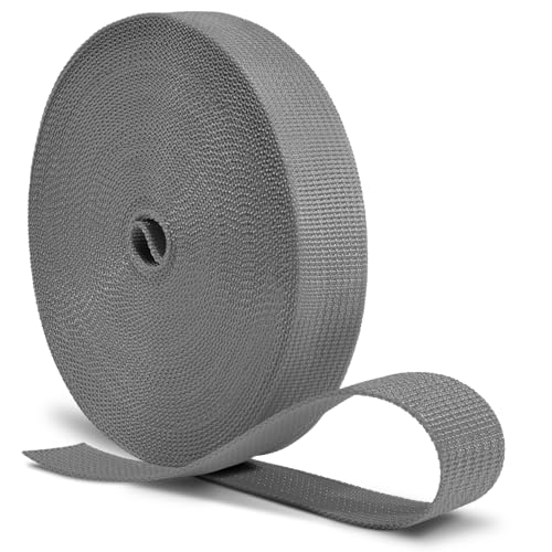 CooBigo 60 Yards Nylon Webbing 3/8" 3/4" 1" 1-1/2" Webbing 12 Rolls Webbing Strap for Bags Handles Making, DIY Crafting, Repairing,12 Colors - color: Gray, size: 1"- 12 Yards
