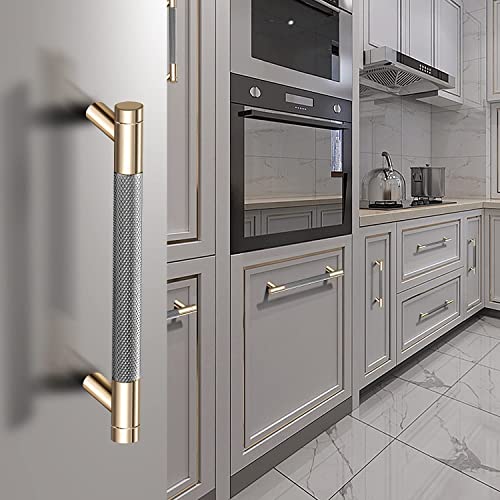 12 Pack 3 Inch 76 mm Barrel Cabinet Pulls Gold and Grey Cupboard Aluminum Handles Drawer Pull Cabinet Handles - color: Gold and Grey, size: 3 Inch