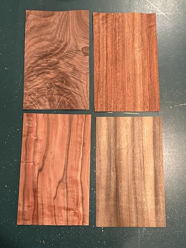 Wood Veneer Variety Pack 65 Pieces 5" x 8" Domestic Exotic Marquetry Pack Inlay 1/42" Thickness Over 18 Square feet