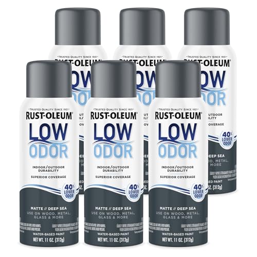 Rust-Oleum Low Odor Premium Spray Paint, Matte Deep Sea - color: Deep Sea, size: 11 Ounce (Pack of 6)