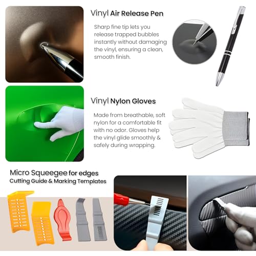 Vinyl Wrap Tool Kit Car Wrap Kit Vehicle Wrapping Tools with Felt Squeegee Utility Knife Magnetic Holders Gloves PPF Tools Stick Tucking for Wraps Automotive Window Tint Tool Installation