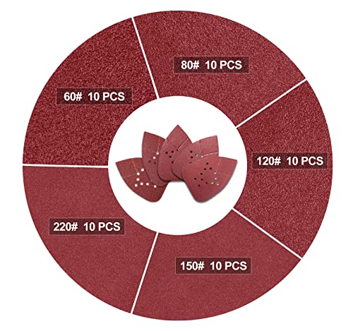 S SATC Mouse Detail Sander Sandpaper 50 PCS Mouse Sanding Pads 12 Hole Mouse Sandpaper Assorted 60/80/120/150/220 Grits - style: 50 PCS 12 Hole 60/80/120/150/220 Grits Mouse Sandpaper
