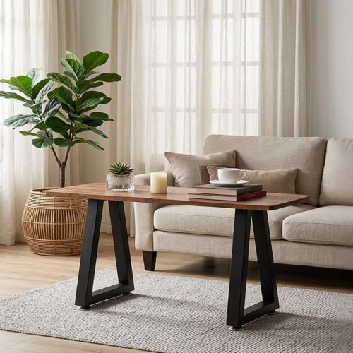 22" Trapezoid Metal End Table Legs Set of 2, Heavy Duty Steel Coffee Table Legs, DIY Furniture Feet for Desk Bench Dining, Black Industrial Finish - color: Trapezoid, size: 22 IN